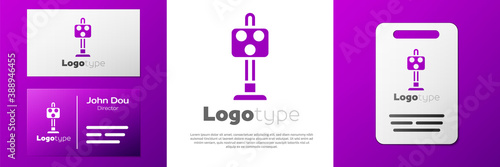 Logotype Train traffic light icon isolated on white background. Traffic lights for the railway to regulate the movement of trains. Logo design template element. Vector.