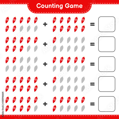 Counting game  count the number of Christmas Lights and write the result. Educational children game  printable worksheet  vector illustration