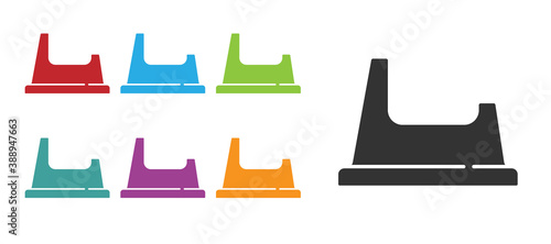 Black Baby potty icon isolated on white background. Chamber pot. Set icons colorful. Vector.