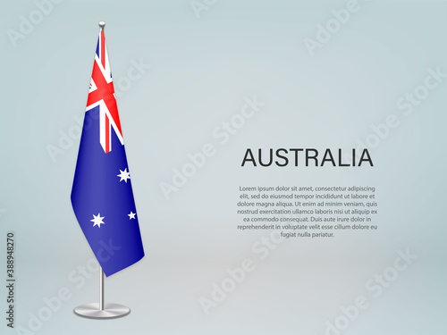 Australia hanging flag on stand. Template forconference banner