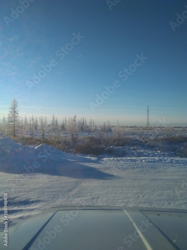 snow covered road начало зимы на севере югры