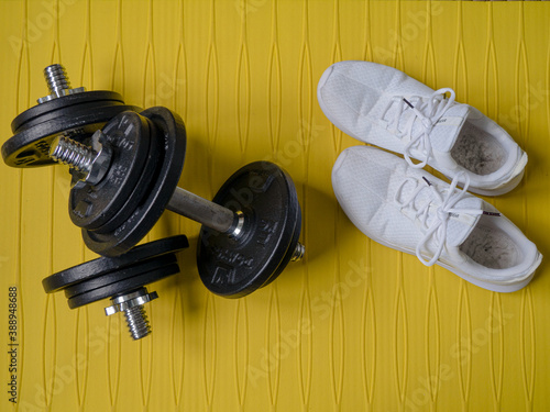 Sport kit for train fitness exercise at home during the covid-19 coronavirus