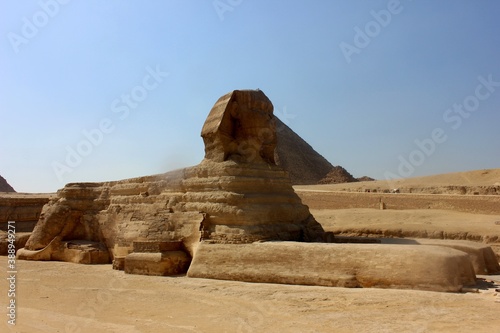 Egypt  Giza  Sphinx statue in the desert of ancient Cairo.