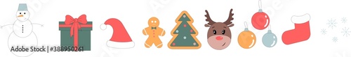Christmas, New Year holidays set. Hand drown collection. Vector illustration.