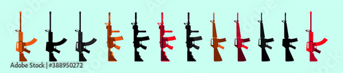 set of gun cartoon icon design template with various models. vector illustration isolated on blue background