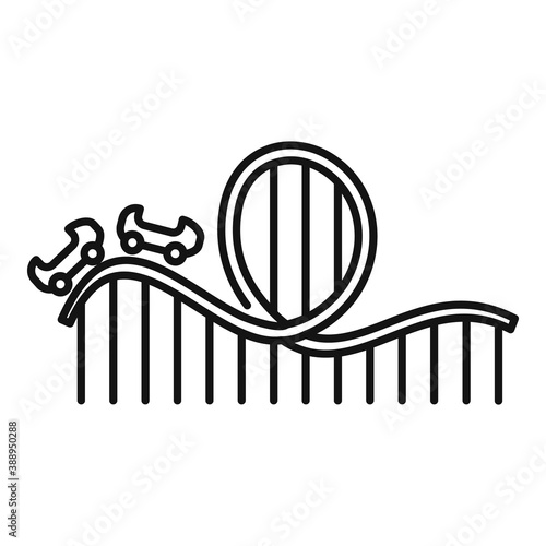 Roller coaster adventure icon. Outline roller coaster adventure vector icon for web design isolated on white background