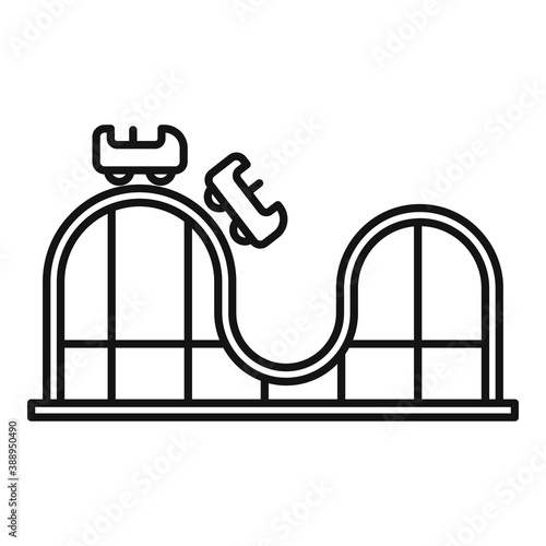 Roller coaster train icon. Outline roller coaster train vector icon for web design isolated on white background