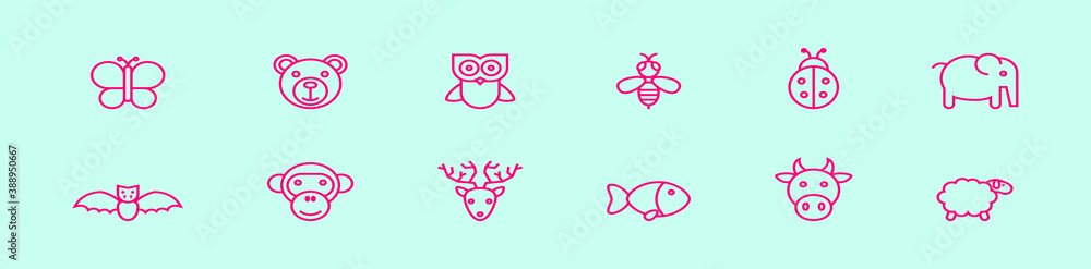 set of animals cartoon icon design template with various models. vector illustration isolated on blue background