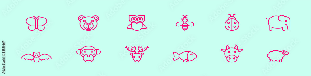 set of animals cartoon icon design template with various models. vector illustration isolated on blue background set of animals cartoon icon design template with various models. vector illustration isolated on blue background