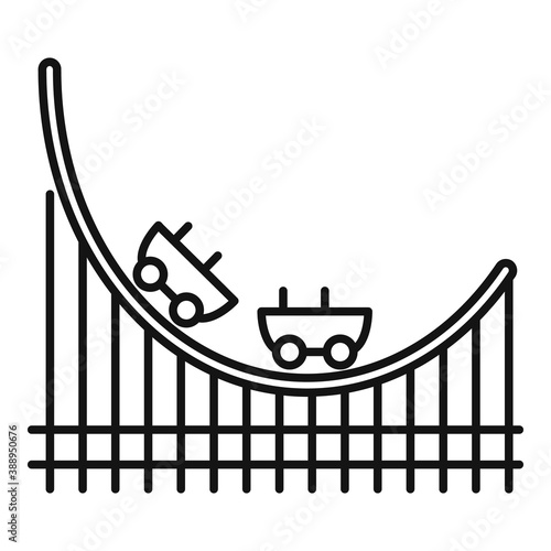 Scary roller coaster icon. Outline scary roller coaster vector icon for web design isolated on white background