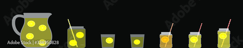 set of lemon juice cartoon icon design template with various models. vector illustration isolated on black background