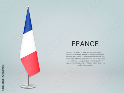 France hanging flag on stand. Template forconference banner