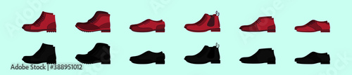 set of man shoes cartoon icon design template with various models. vector illustration isolated on blue background