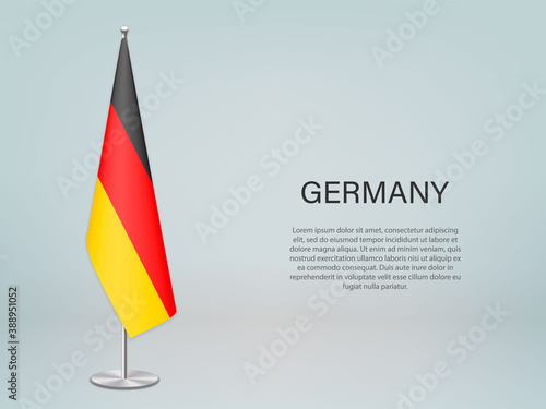 Germany hanging flag on stand. Template forconference banner