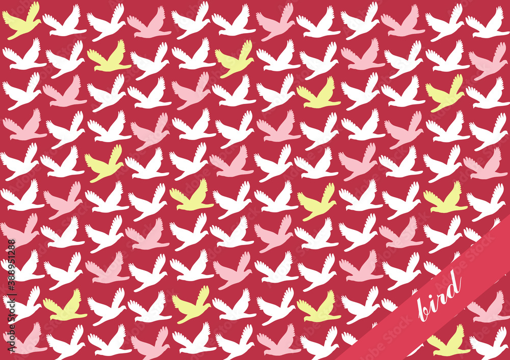 Seamless bird pattern wallpaper in red color Seamless bird pattern wallpaper in red color