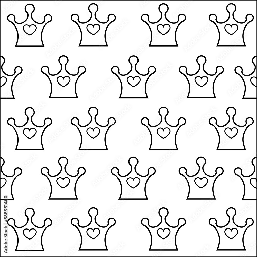 Monochrome seamless pattern with crown. Monochrome seamless pattern with crown.