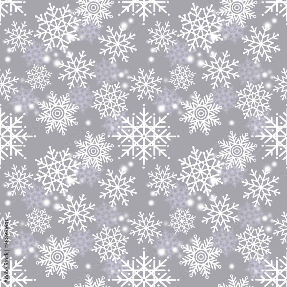 Christmas background watercolour with snowflakes.  Winter seamless pattern for Christmas textile, paper and wrapping. 