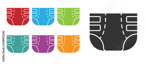 Black Adult diaper icon isolated on white background. Set icons colorful. Vector.