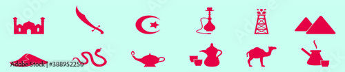 set of middle east cartoon icon design template with various models. vector illustration isolated on blue background