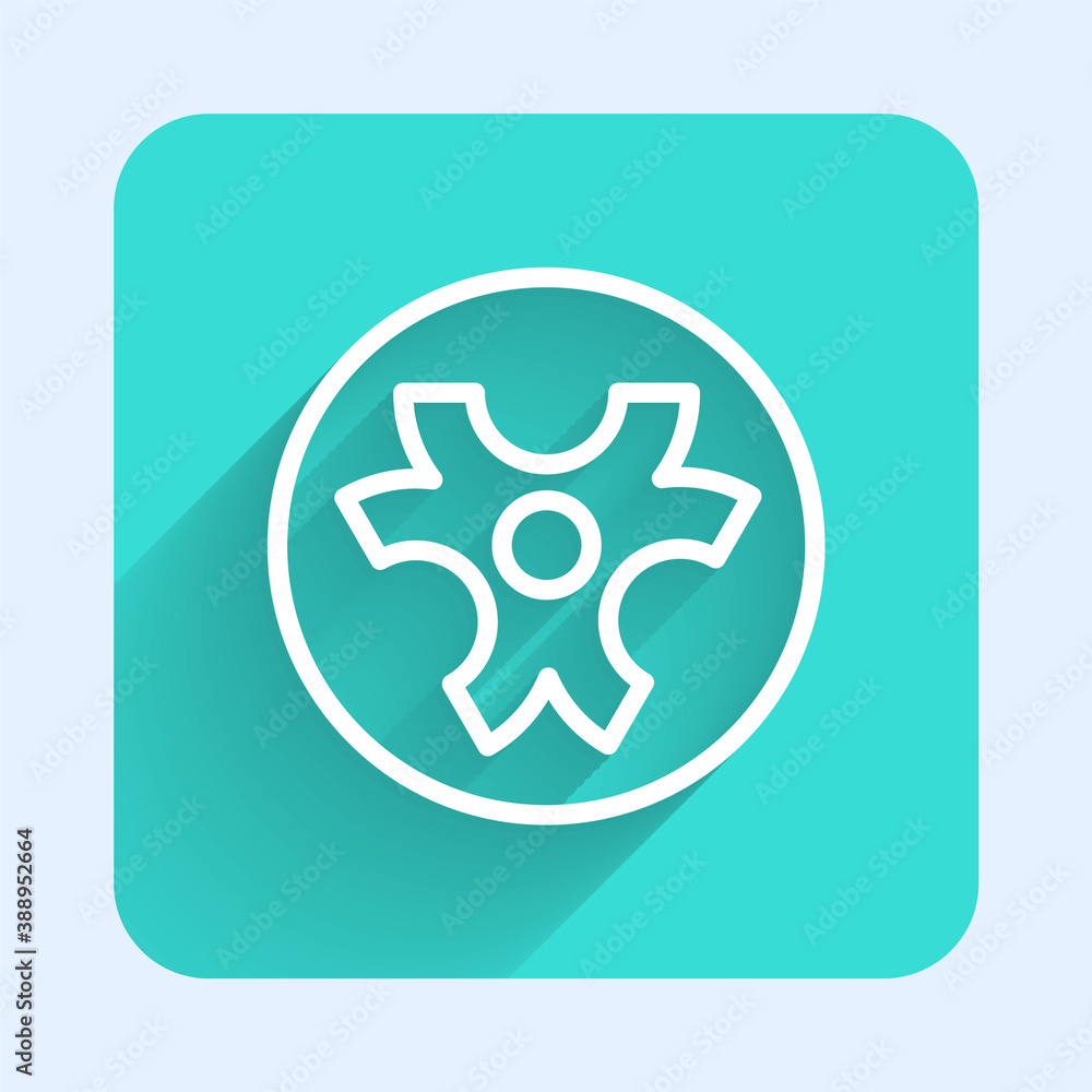 White line Biohazard symbol icon isolated with long shadow. Green square button. Vector. White line Biohazard symbol icon isolated with long shadow. Green square button. Vector.