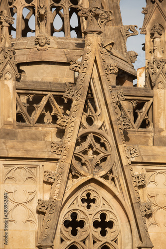 Detail of spires from the roof top of the Barcelona Cathedral