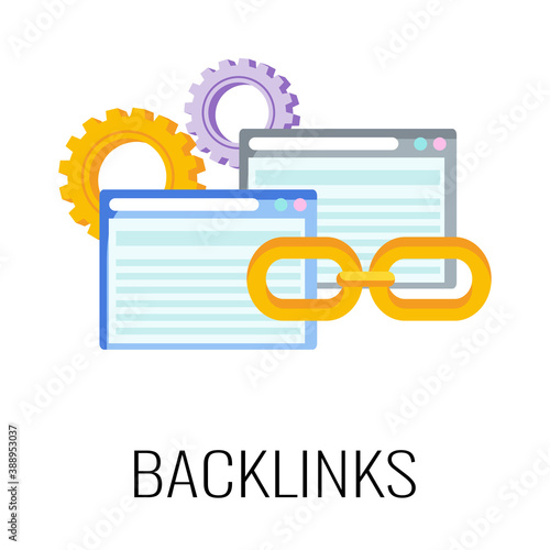 Backlinks icon. SEO optimization. Flat vector illustration