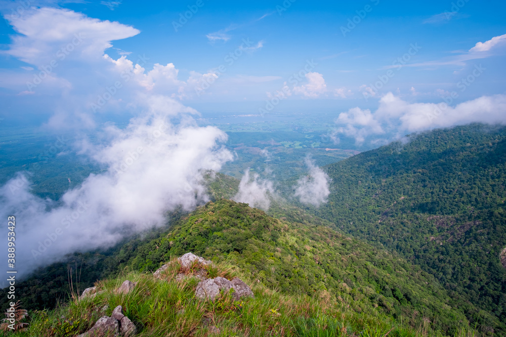 Beautiful nature and mountain range in Doi Luang National Park, Thailand.