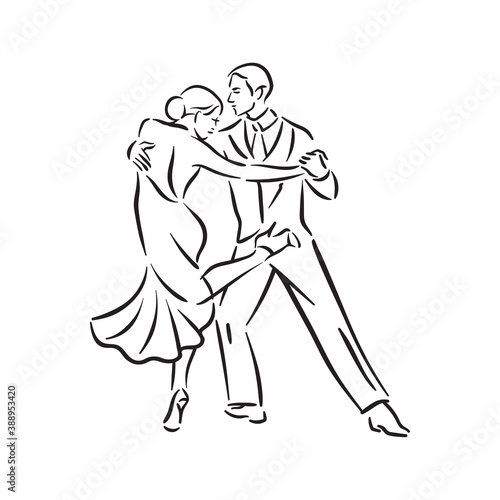 Argentine tango and salsa romance couple social pair dance illustration