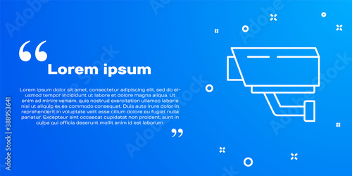 White line Security camera icon isolated on blue background. Vector.