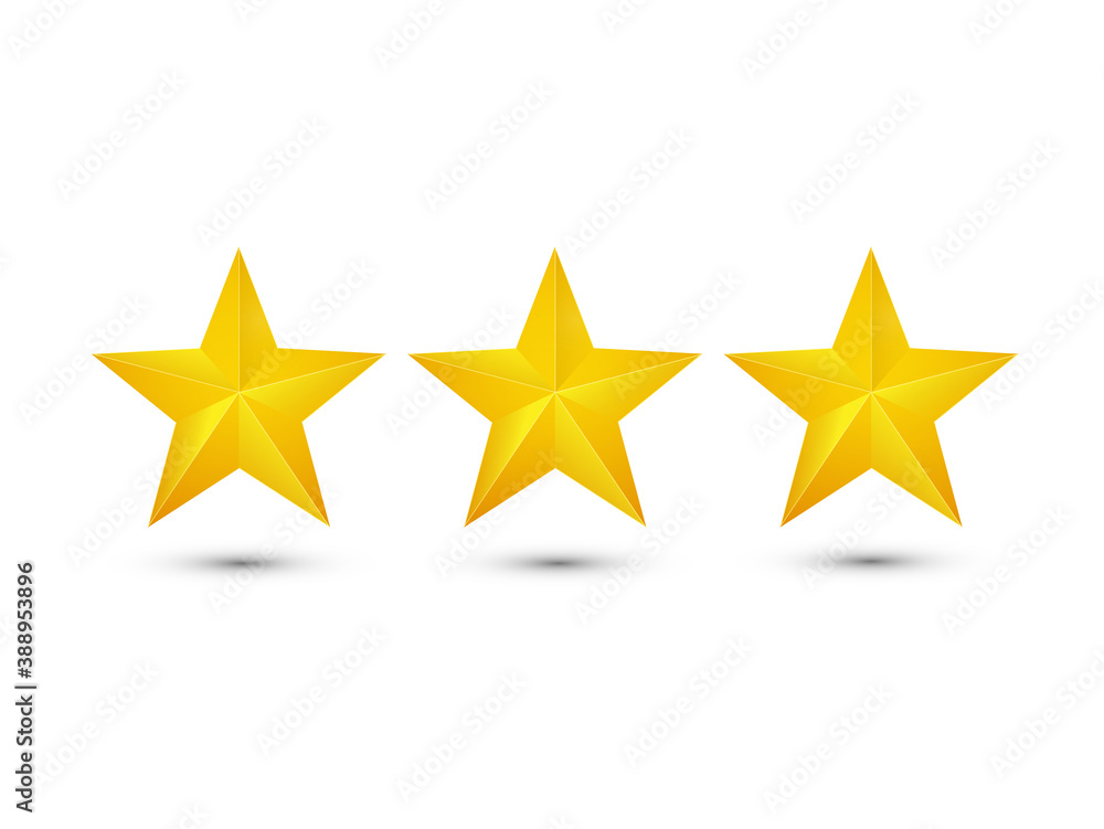 Three Gold Stars Isolated on White Background - Vector Three Gold Stars Isolated on White Background - Vector