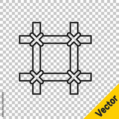 Black line Prison window icon isolated on transparent background. Vector.