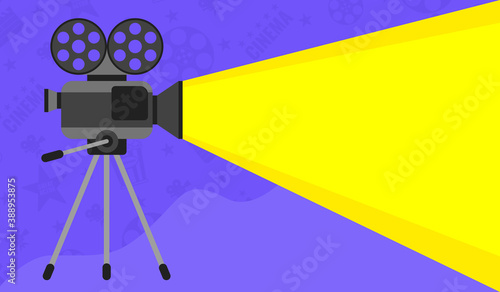 Movie time creative poster template. Flat vector illustration.