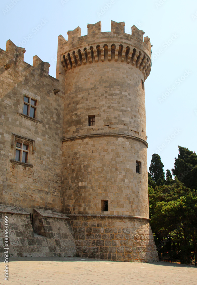 The Palace of the Grand Master of the Knights of Rhodes, main entrance. Rhodes, Greece