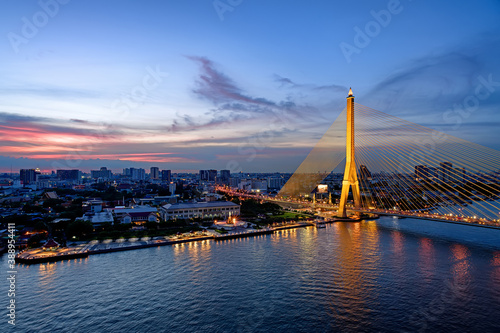 Rama VIII Bridge and Chao Phraya River