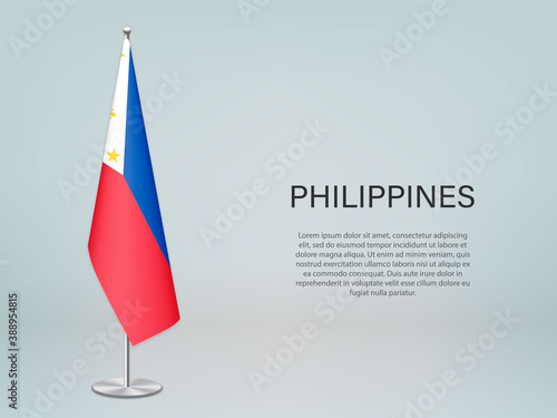 Philippines hanging flag on stand. Template forconference banner