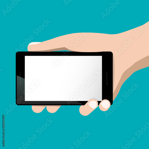 Empty Screen Mobile Phone in Hand - Vector