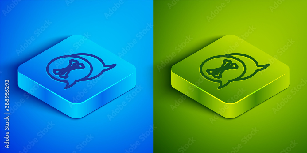 Isometric line Location pirate icon isolated on blue and green background. Square button. Vector. Isometric line Location pirate icon isolated on blue and green background. Square button. Vector.