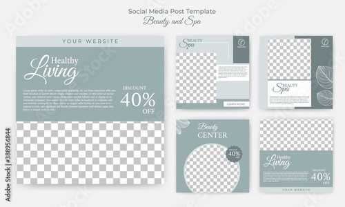 Set of editable square banners template. Social media post template with soft color background and photo collage. Usable for social media post , banners and web internet ads.