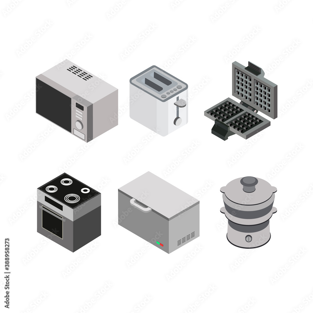 Isometric appliances icon.Kitchen appliances vector illustration isolated on white background.