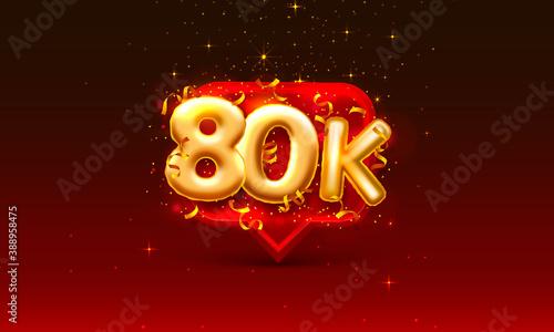 Thank you followers peoples, 80k online social group, happy banner celebrate, Vector