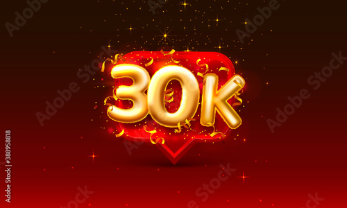 Thank you followers peoples, 30k online social group, happy banner celebrate, Vector