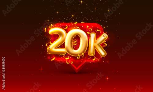 Thank you followers peoples, 20k online social group, happy banner celebrate, Vector
