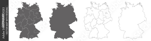 4 vector political maps of Germany  with regions on white background	 photo