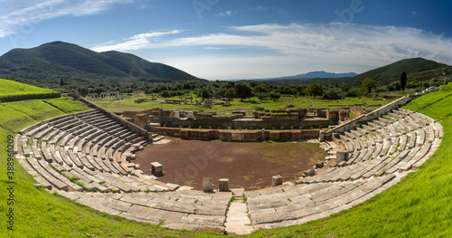 Bild auf Leinwand Ruins of the theater in the Ancient Messene archeological site, Peloponnese, Greece
