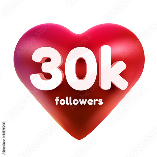 Followers thank you. Red heart for Social Network friends, followers, Web user Thank you celebrate of subscribers or followers and likes.