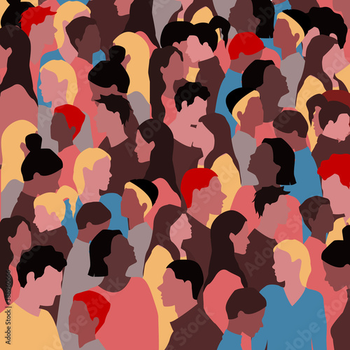 Crowd Of People In A Flat Style. Group. Company. Abstract men and women. Protest