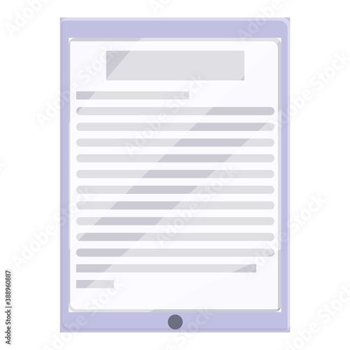 E-book education application icon. Cartoon of e-book education application vector icon for web design isolated on white background