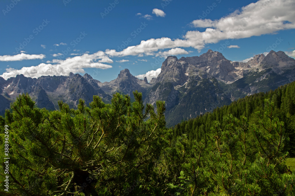 Dolomites mountains in Italy  during the summer.