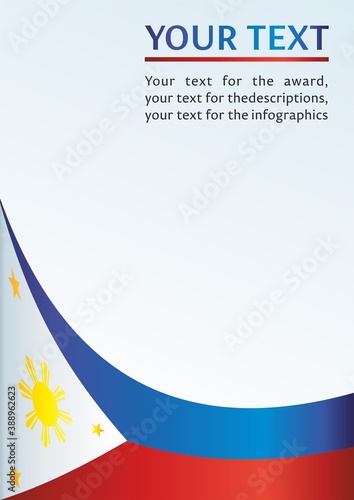 Flag of the Philippines, Republic of the Philippines, template for the award, an official document with the flag and the symbol of Philippines