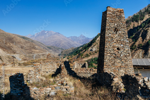 North ossetian family tower in the mountains photo